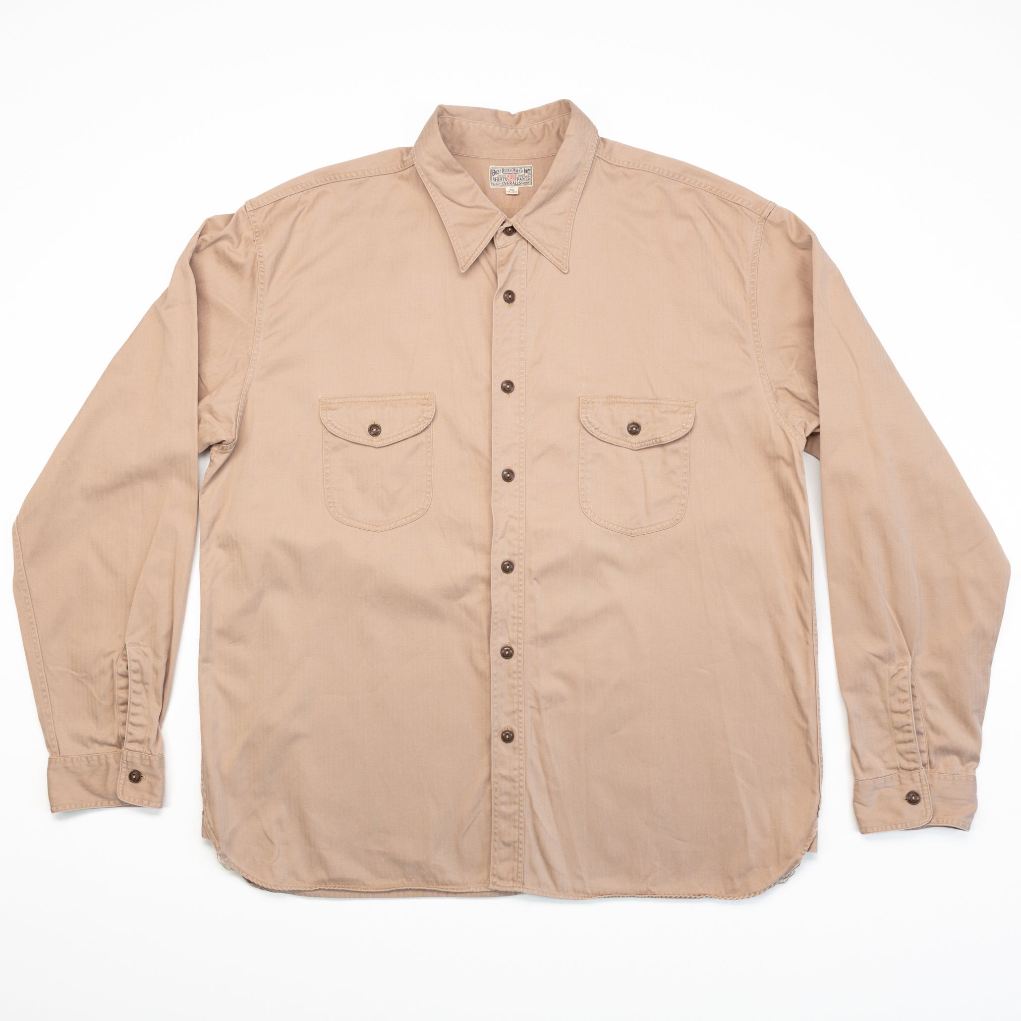 Herringbone Work Shirt in Beige - XXL