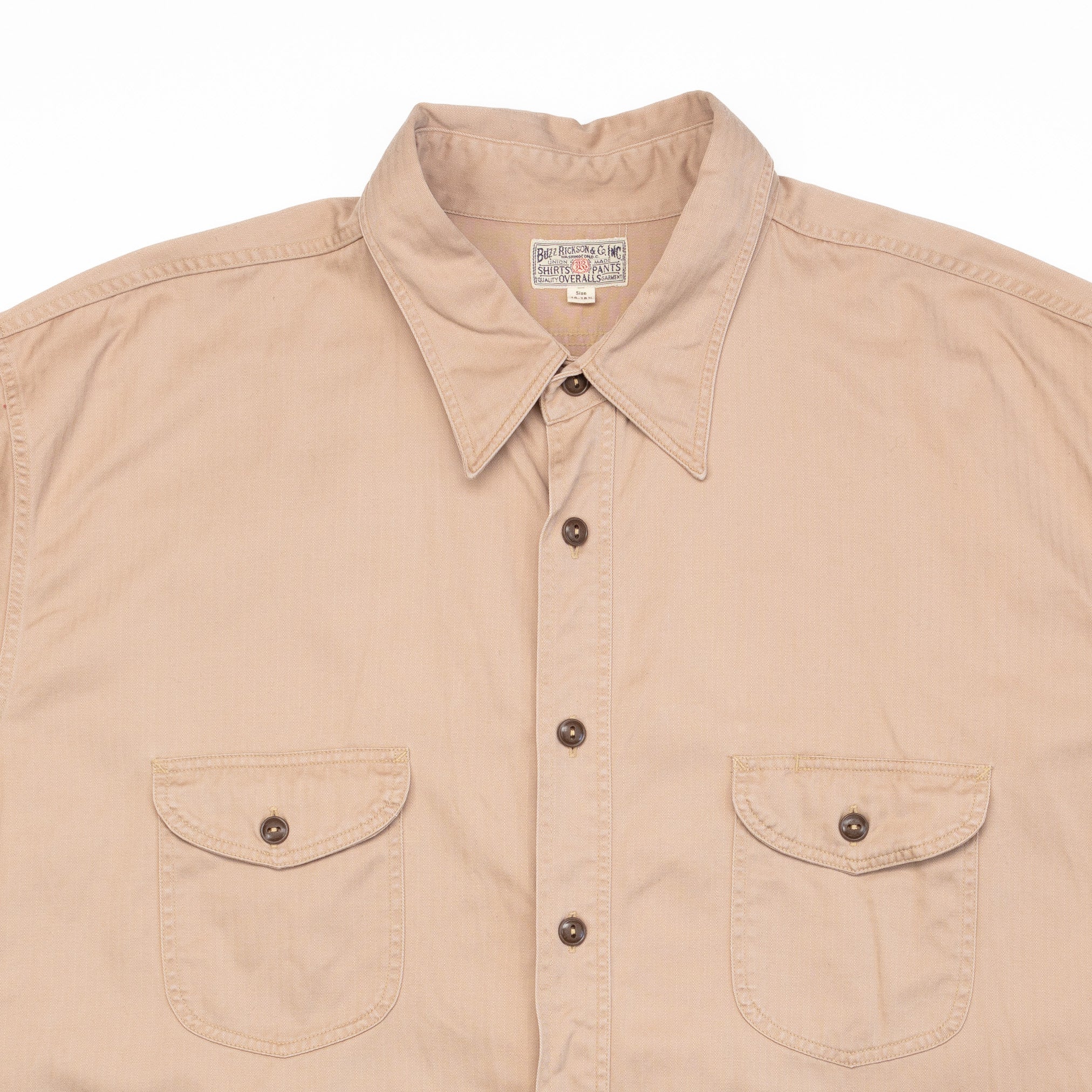 Herringbone Work Shirt in Beige - XXL