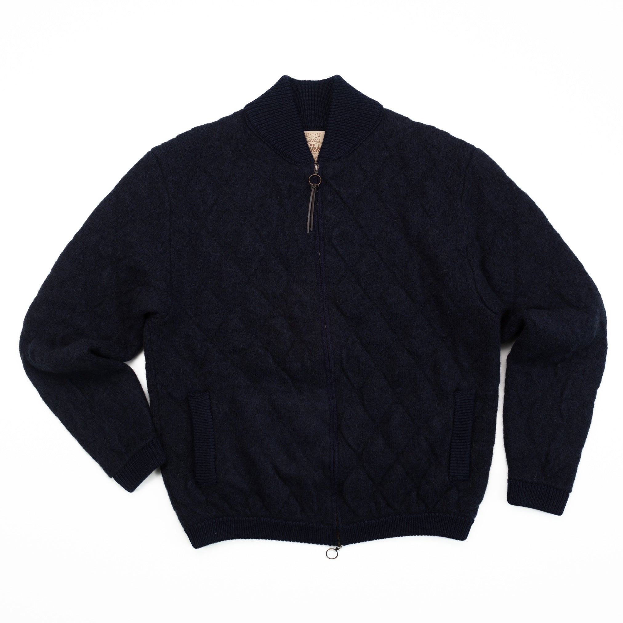 The Quilted Wool Bomber in Navy