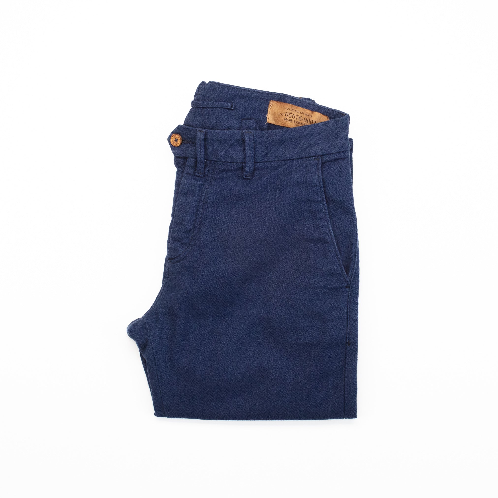 Navy Herringbone Chinos - 28