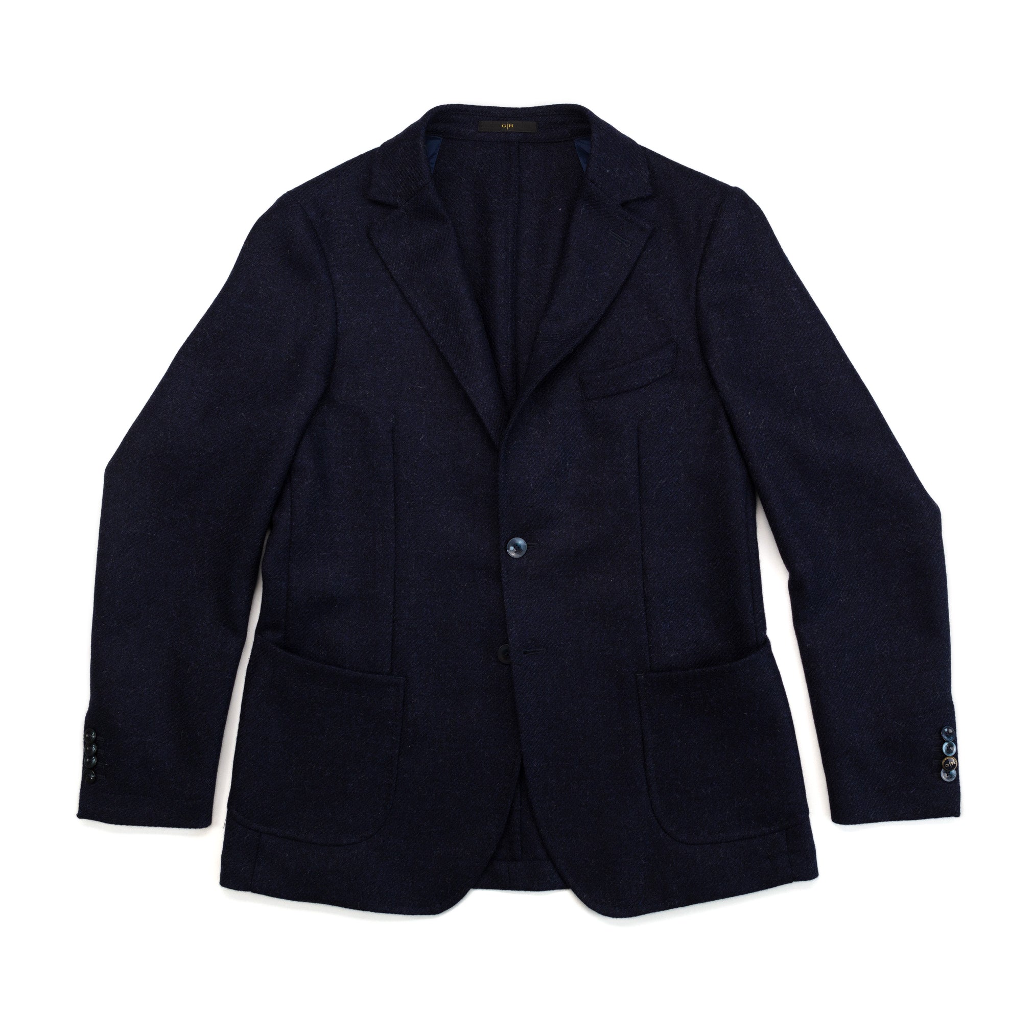 Blazer in Navy Harris Tweed Wool