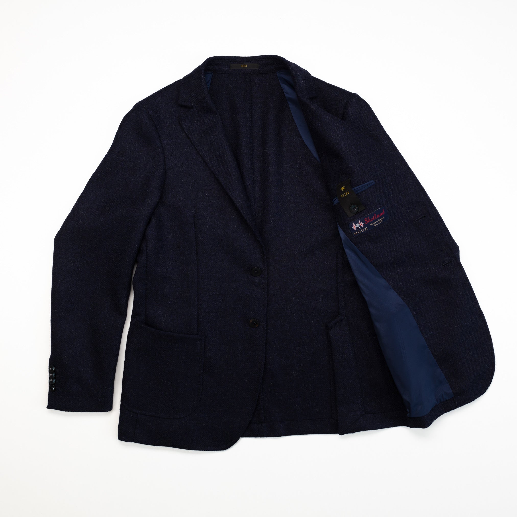 Blazer in Navy Harris Tweed Wool