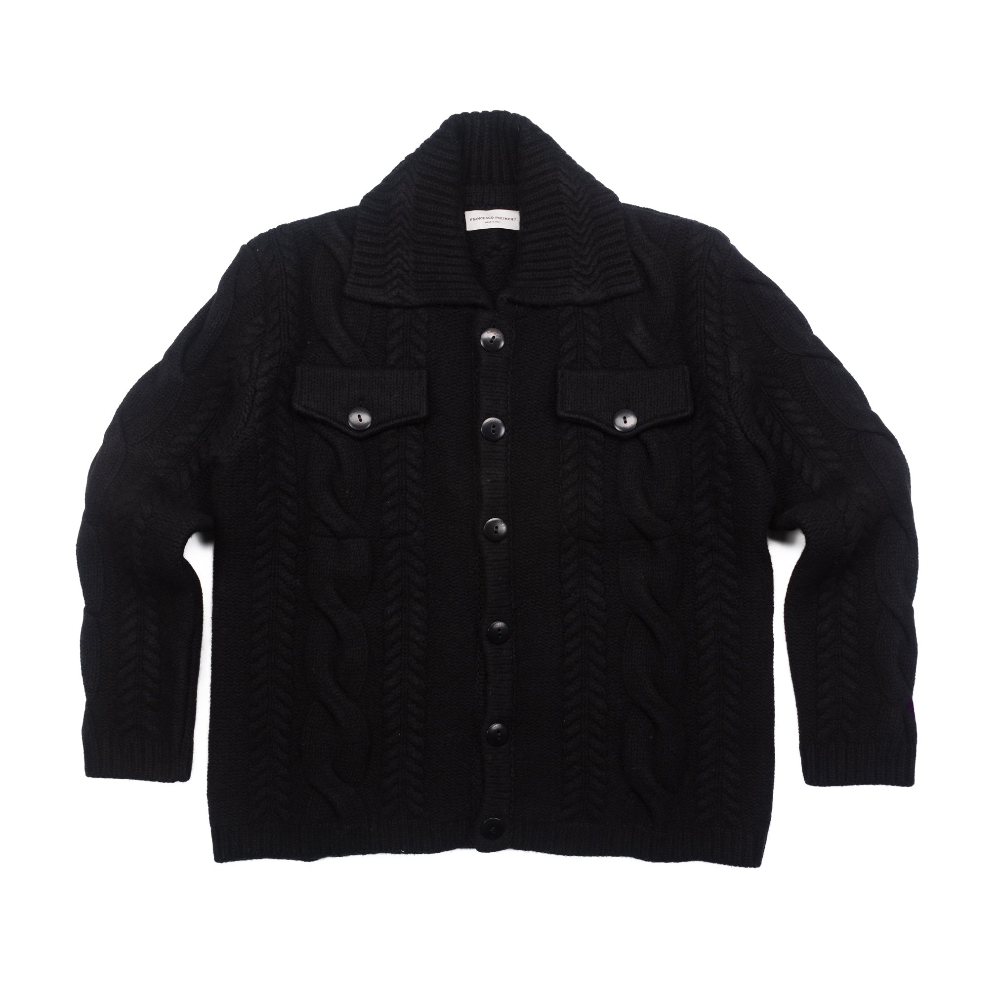 Knitted Jacket in Black Wool