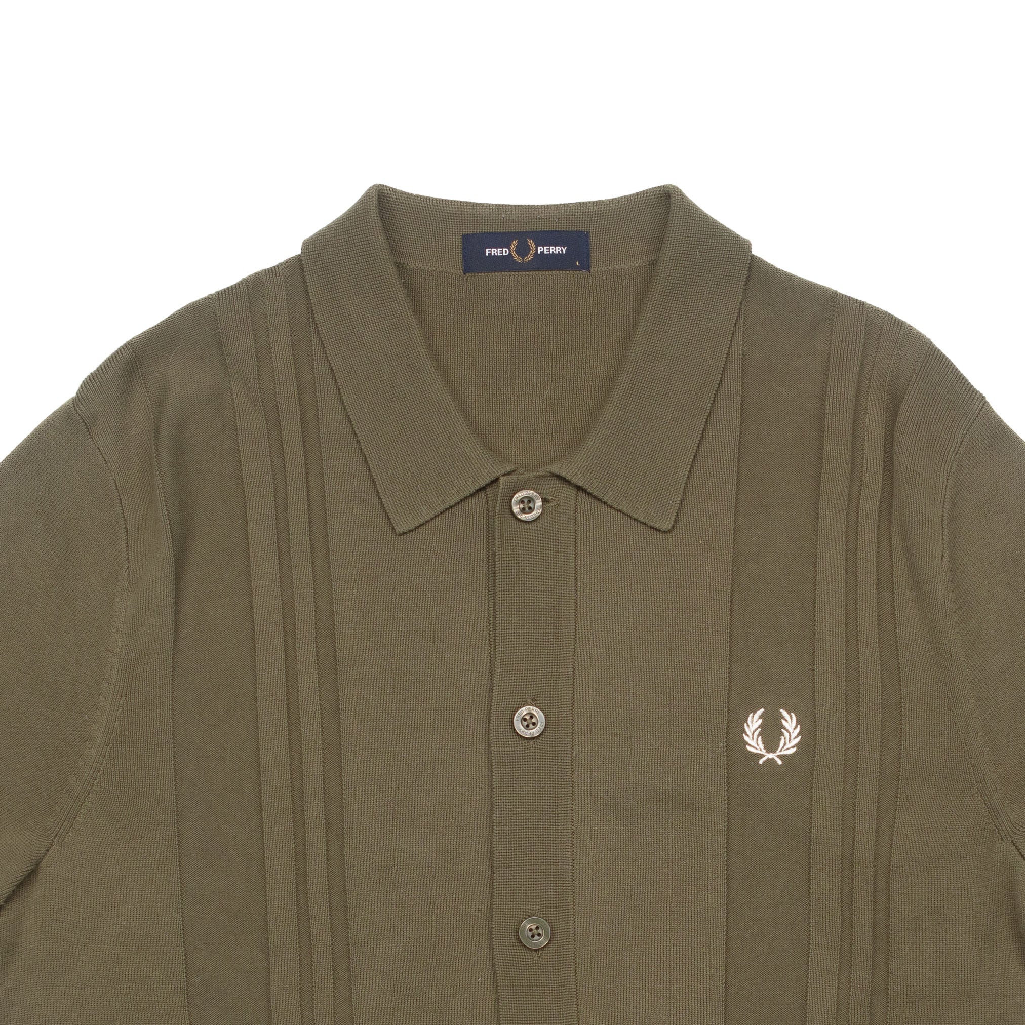 Knitted Polo in Olive - L