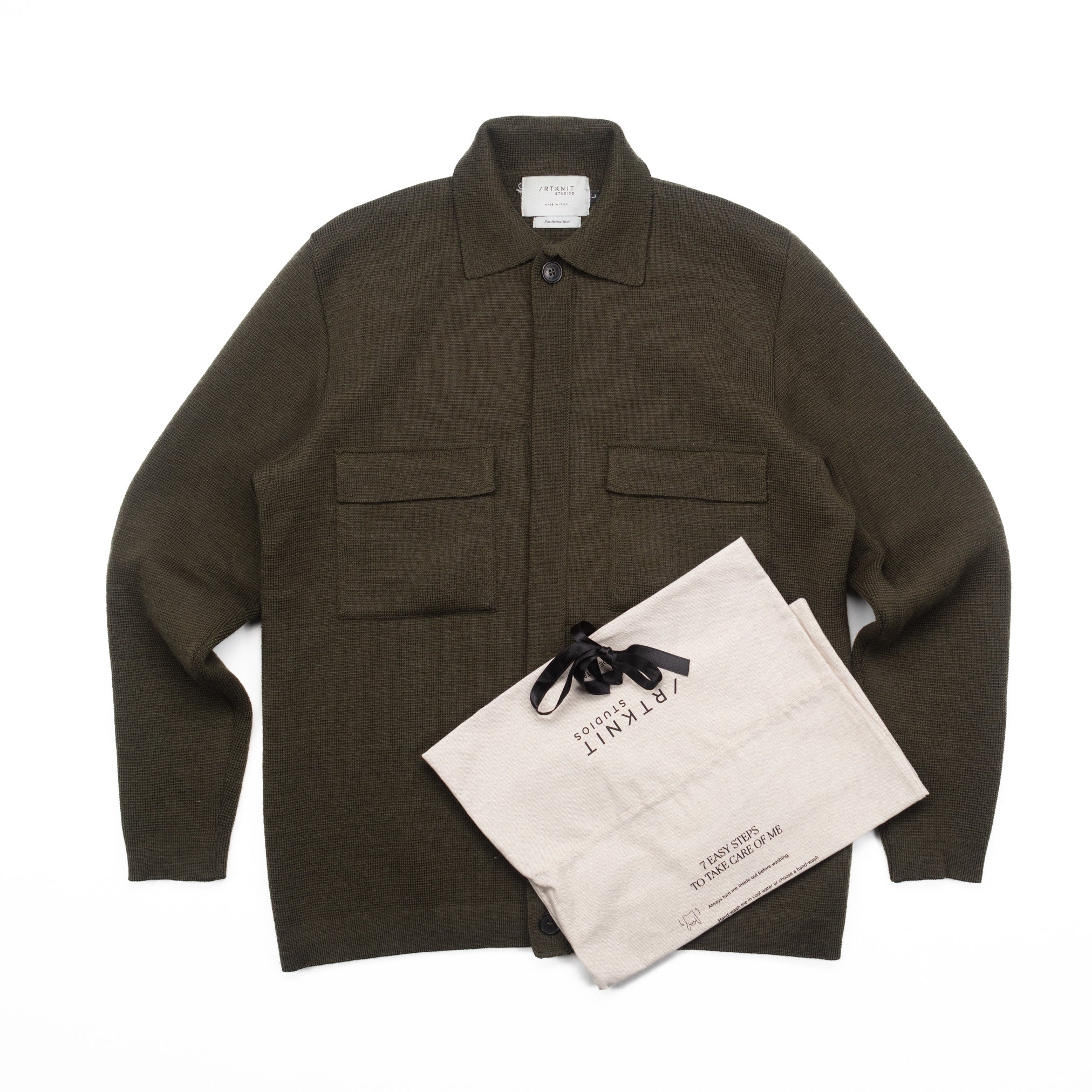 The Wool Overshirt Jacket in Military Green - L