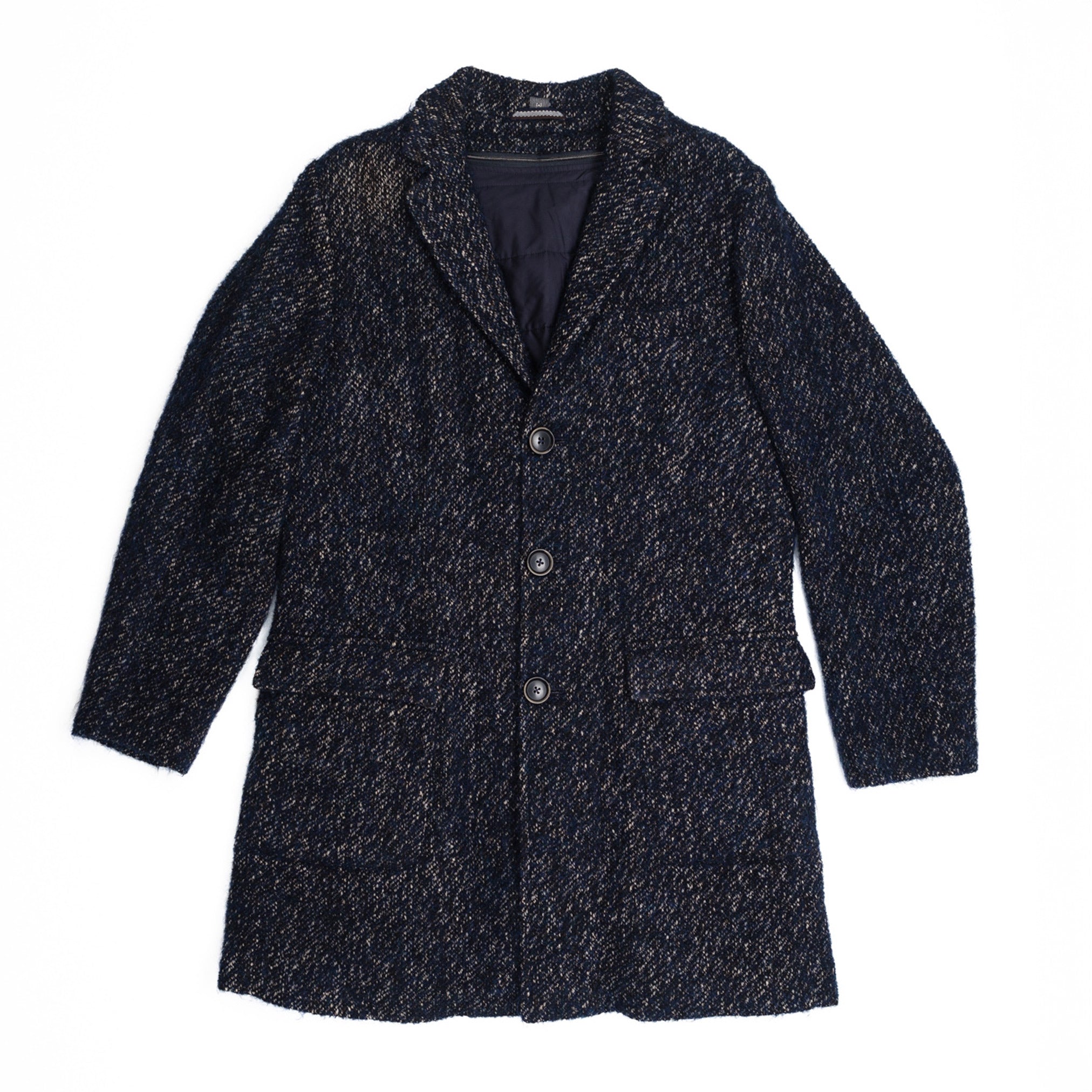 Navy Melange Coat With Liner - M