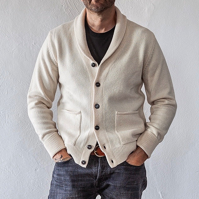 Shawl Collar Cardigan in Ecru