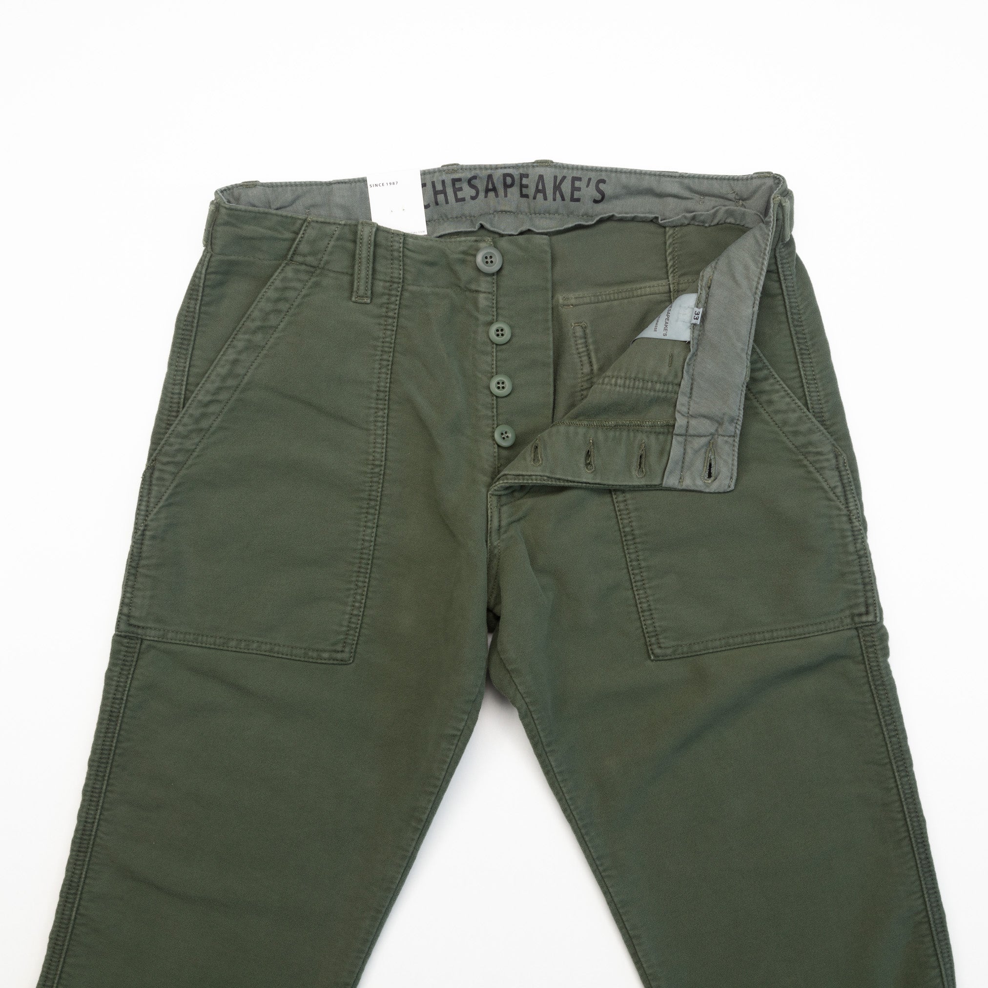 Degrasse Moleskin Fatigues in Military Green