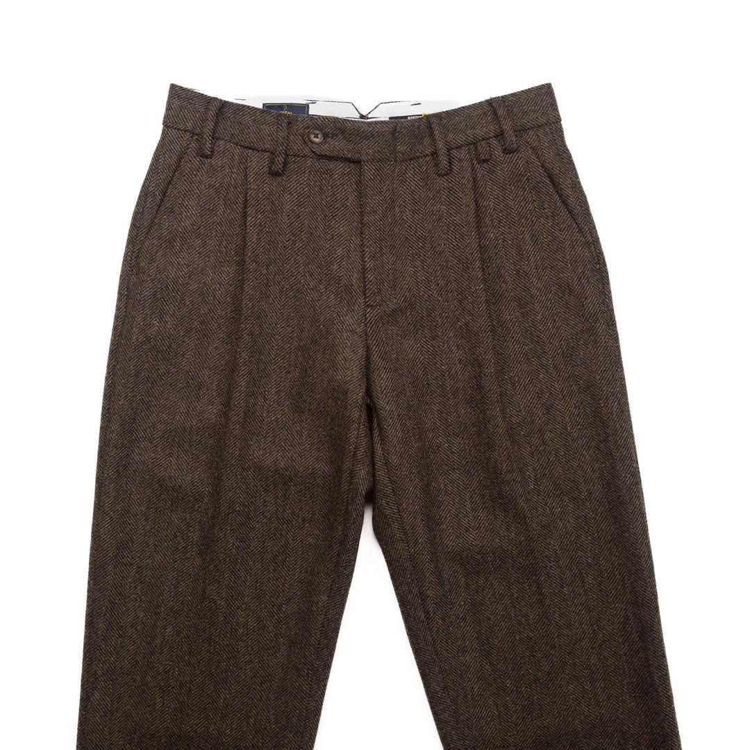 Herringbone Trousers in Brown Wool