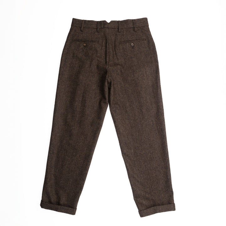 Herringbone Trousers in Brown Wool