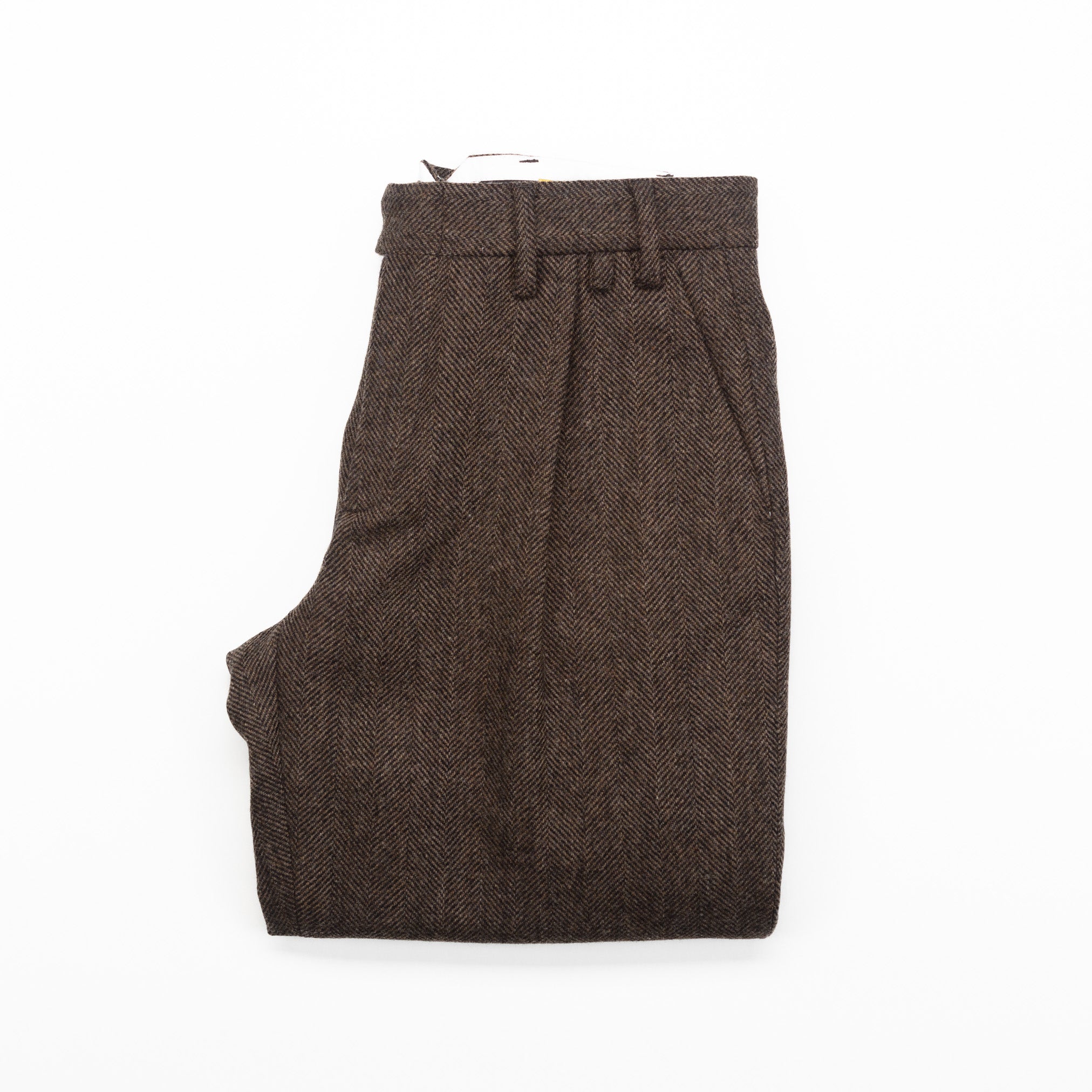 Herringbone Trousers in Brown Wool