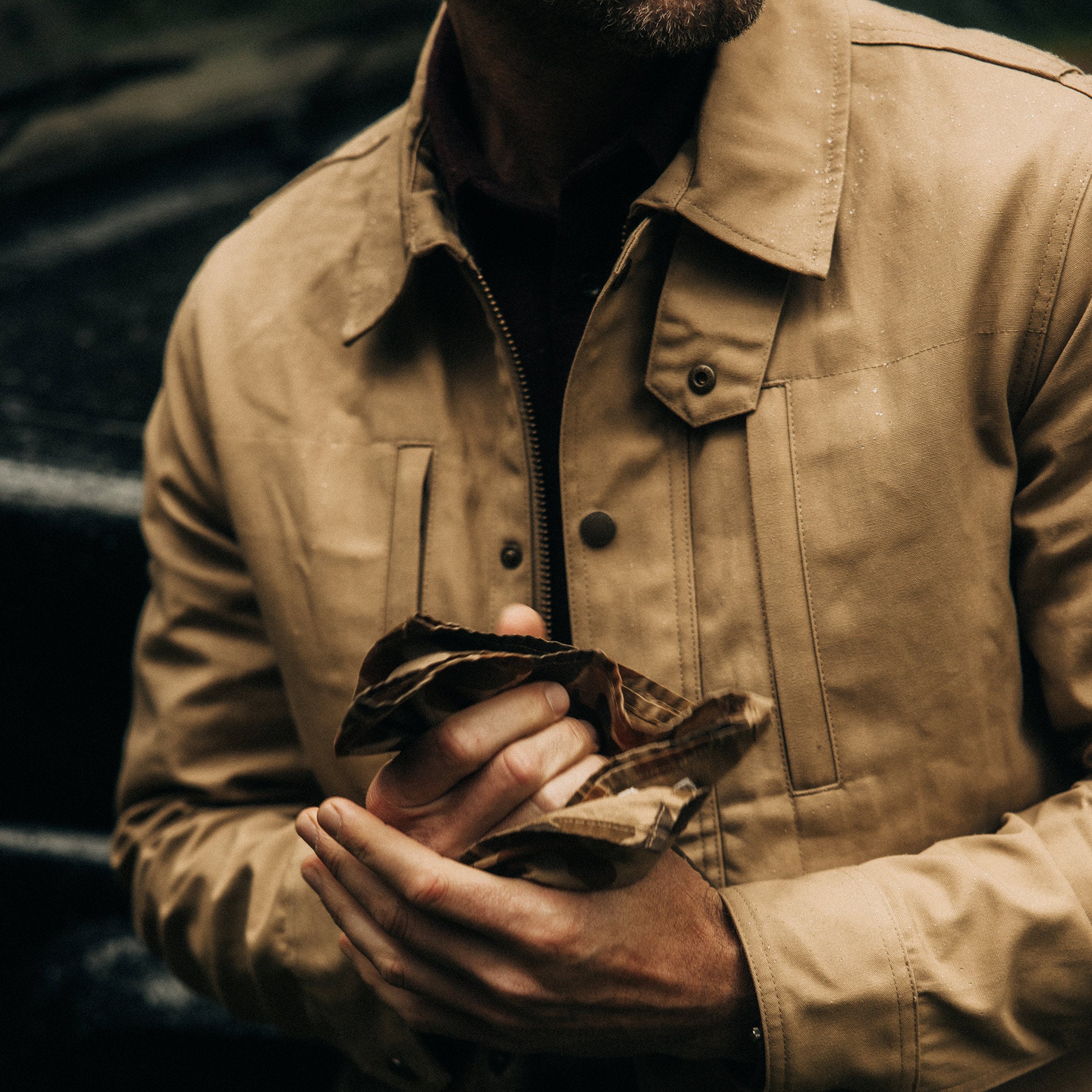 The Pathfinder Jacket in Khaki Dry Wax