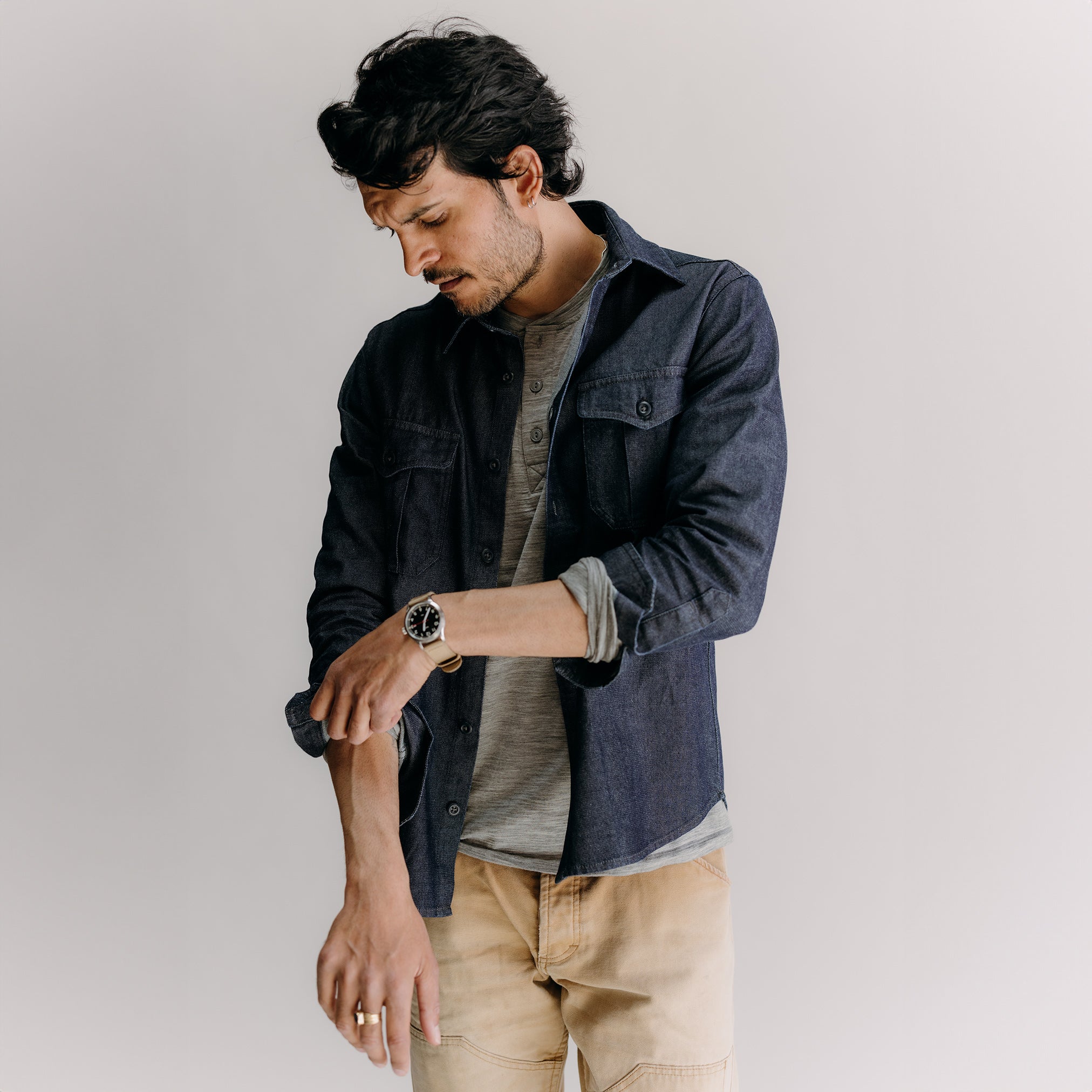 The Saddler Shirt in Indigo Broken Twill