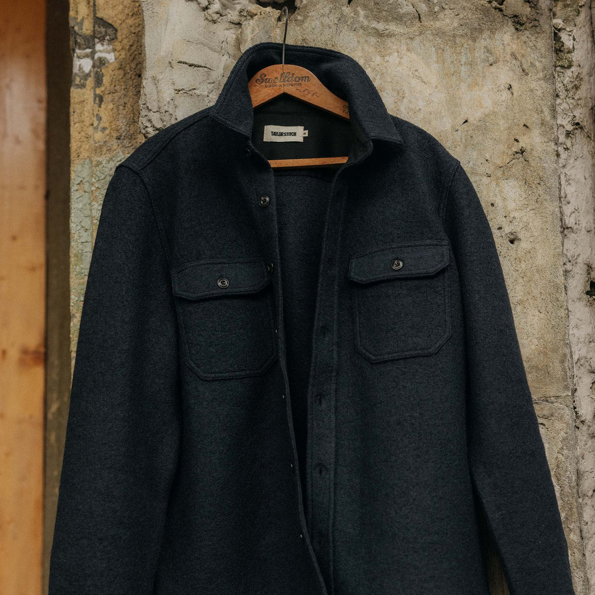 The Connor Overshirt in Dark Navy Boucle