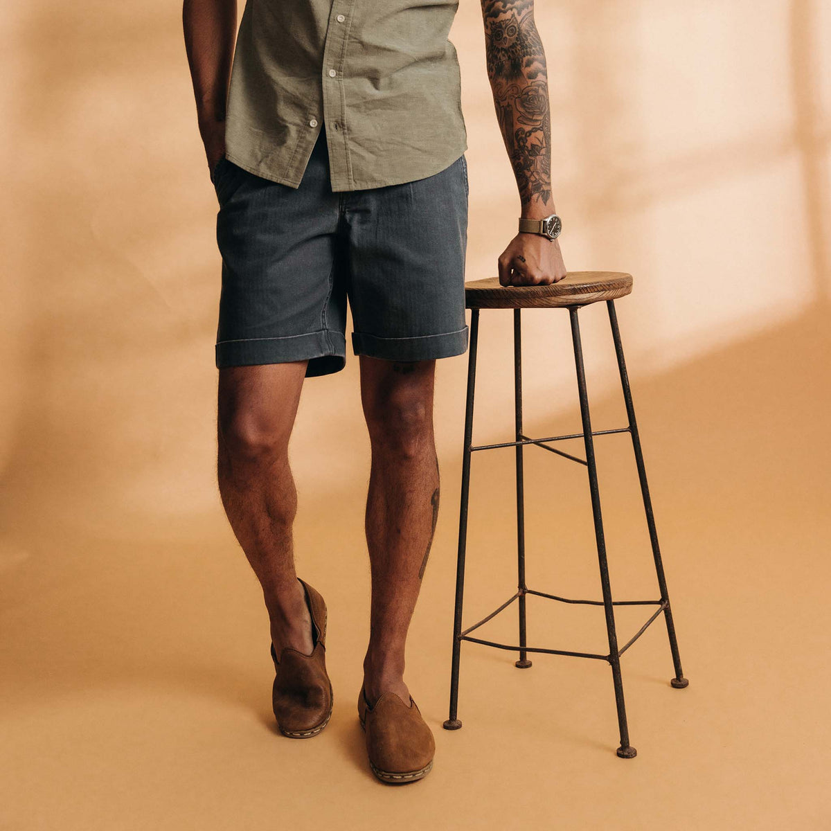 The Matlow Short in Dark Navy Herringbone