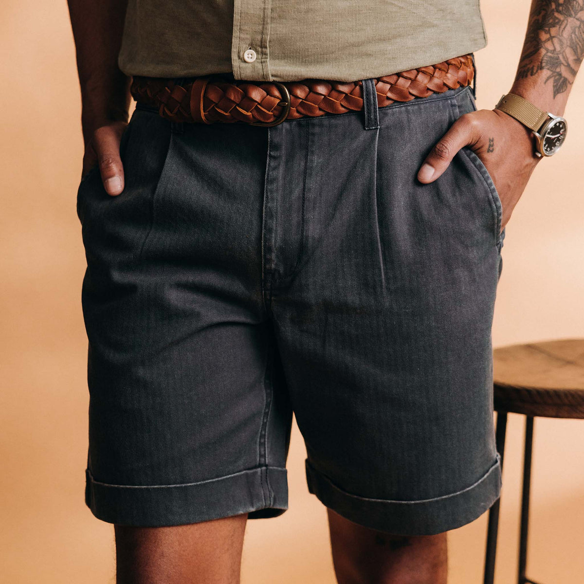 The Matlow Short in Dark Navy Herringbone