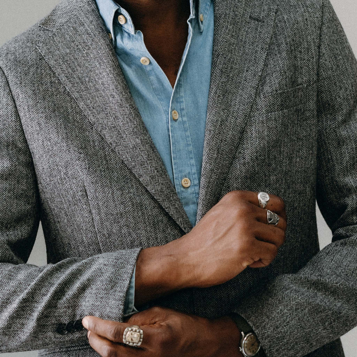 The Stevens Sportcoat in Slate Herringbone Wool