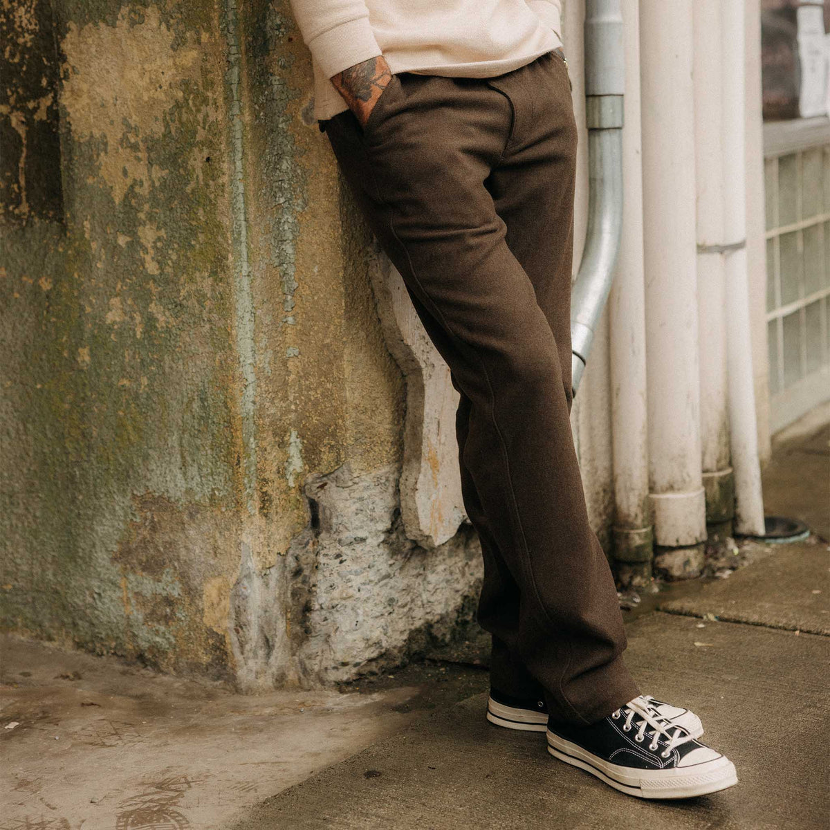 The Carnegie Pant in Army Herringbone Wool