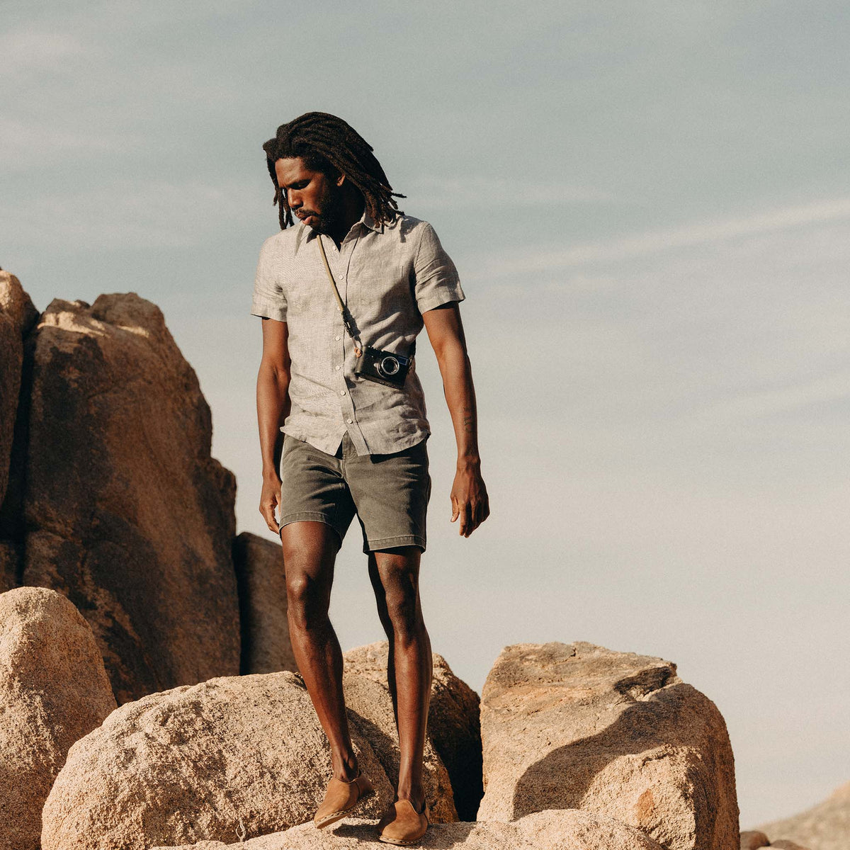 The Short Sleeve California in Faded Navy Hemp