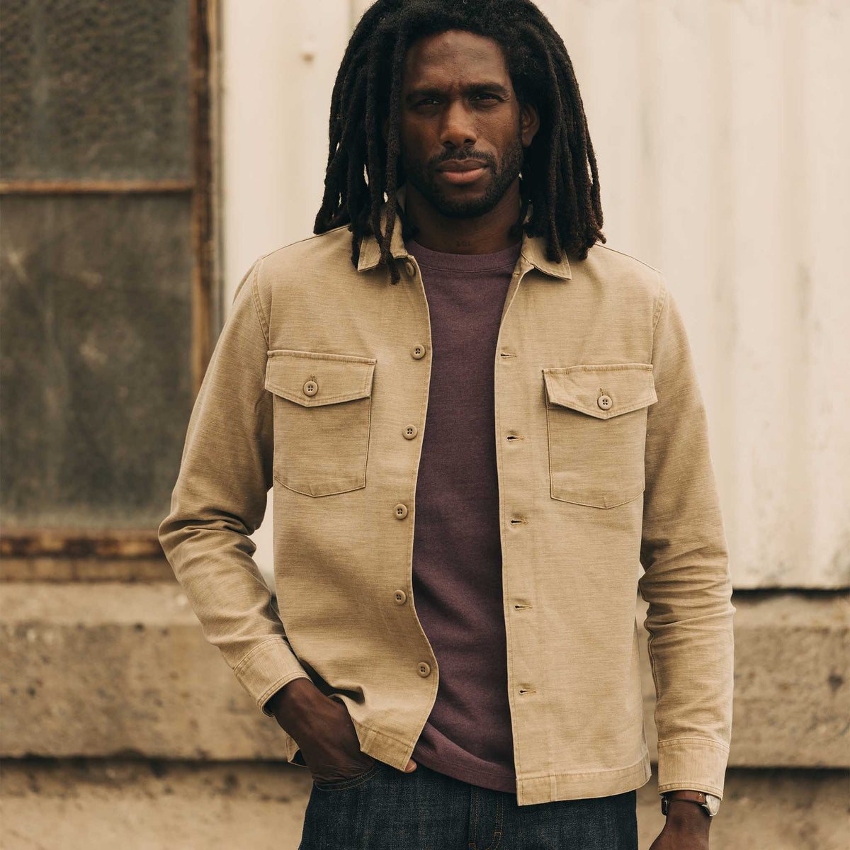 The Surplus Shirt in Khaki Reverse Sateen