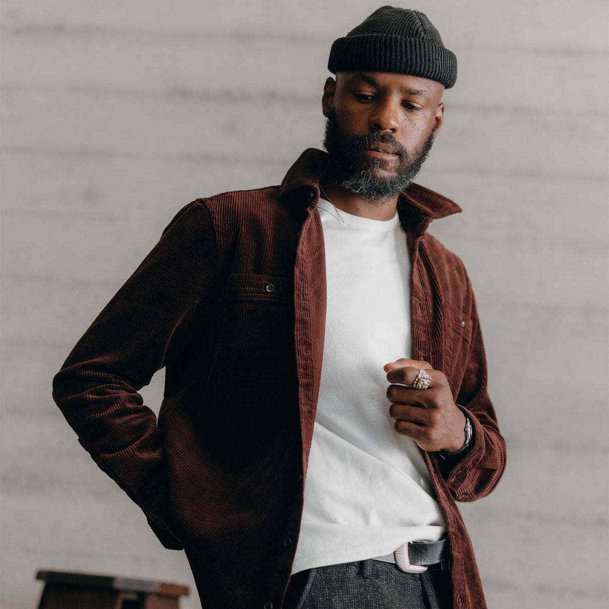 The Utility Shirt in  Burgundy Corduroy