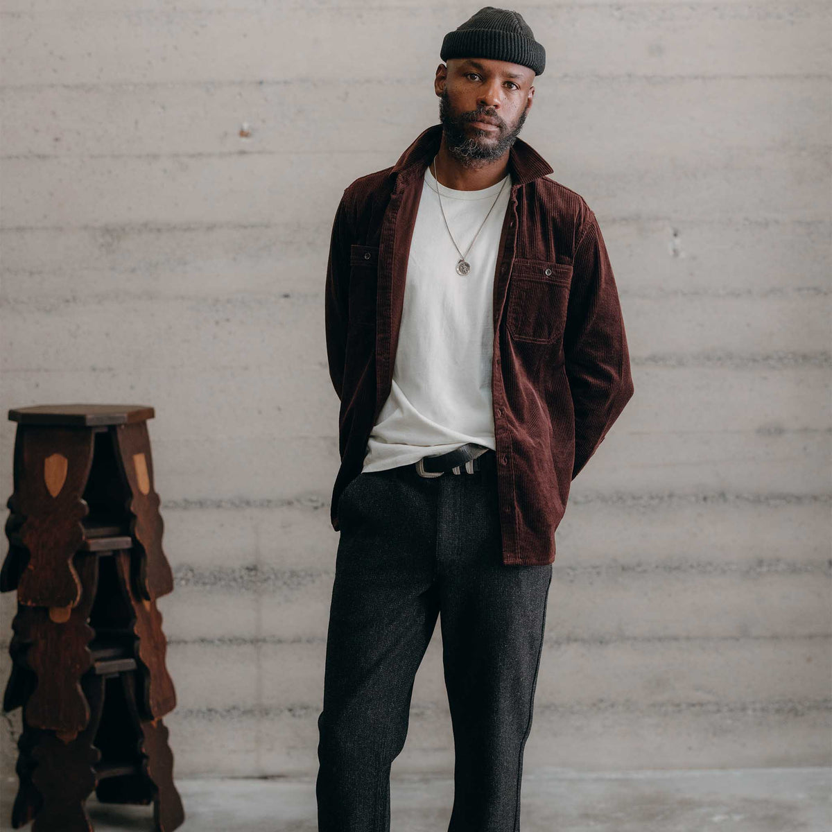 The Utility Shirt in  Burgundy Corduroy