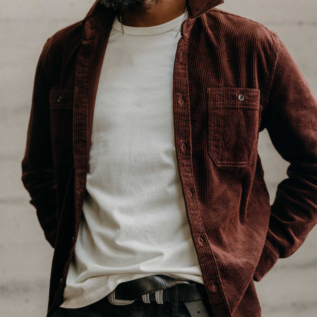 The Utility Shirt in  Burgundy Corduroy