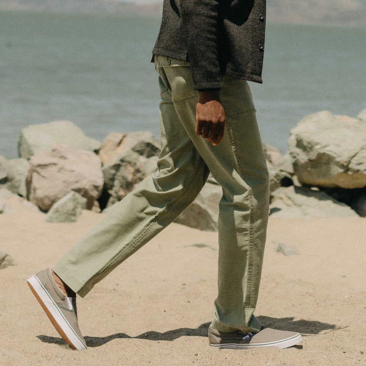 The Surplus Pant in Field Olive Reverse Sateen