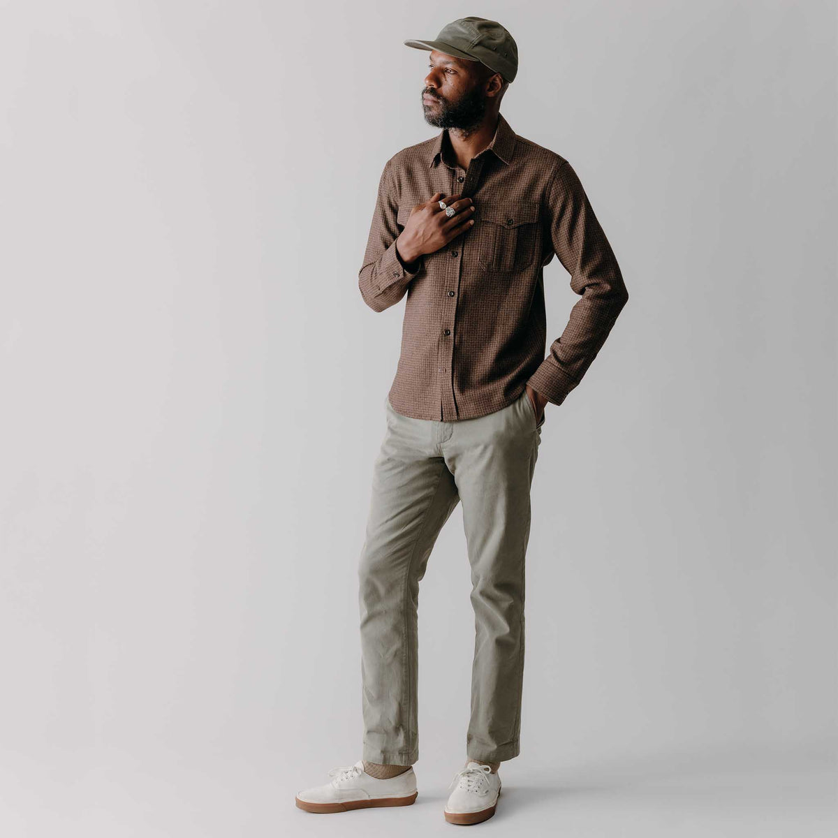 The Saddler Shirt in Burnt Caramel Check Wool