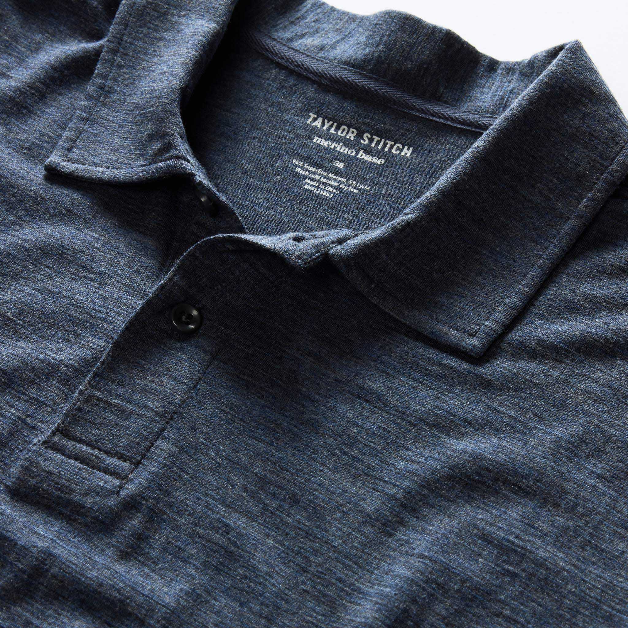 The Merino Polo in Heather Navy