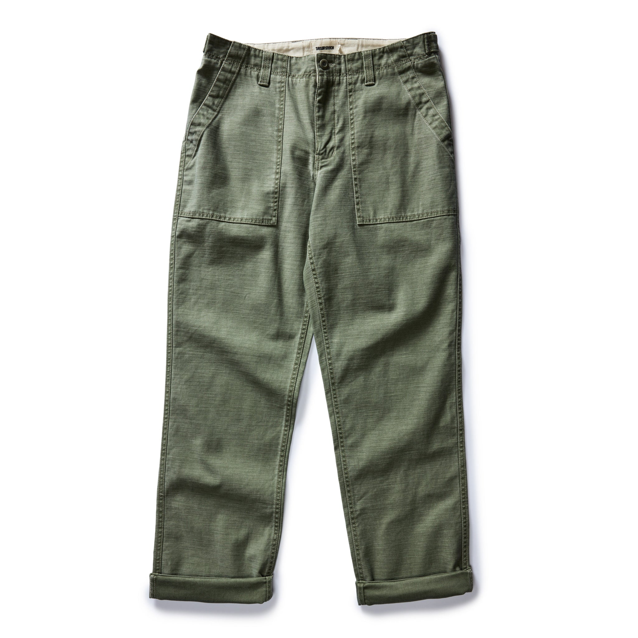 The Surplus Pant in Field Olive Reverse Sateen