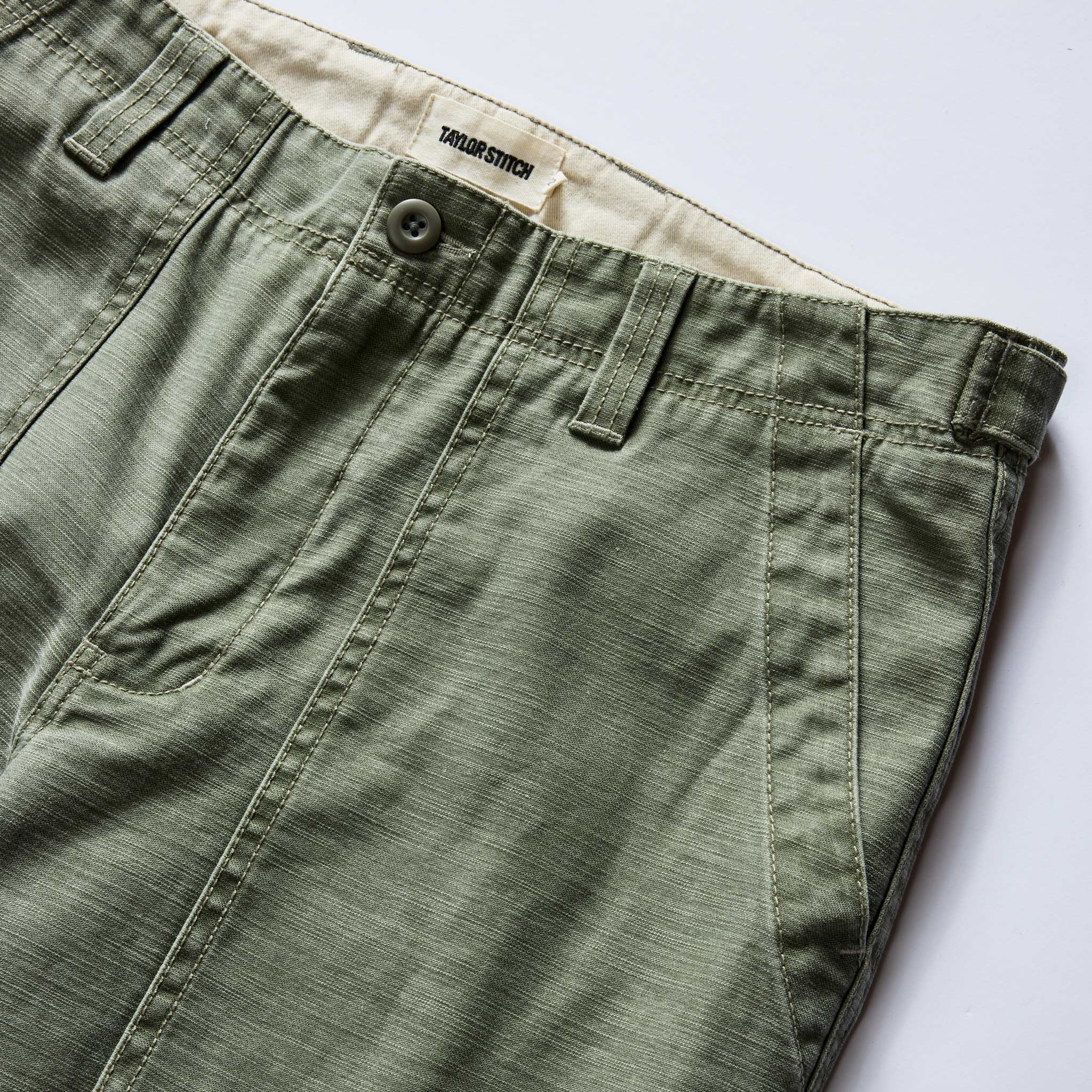 The Surplus Pant in Field Olive Reverse Sateen