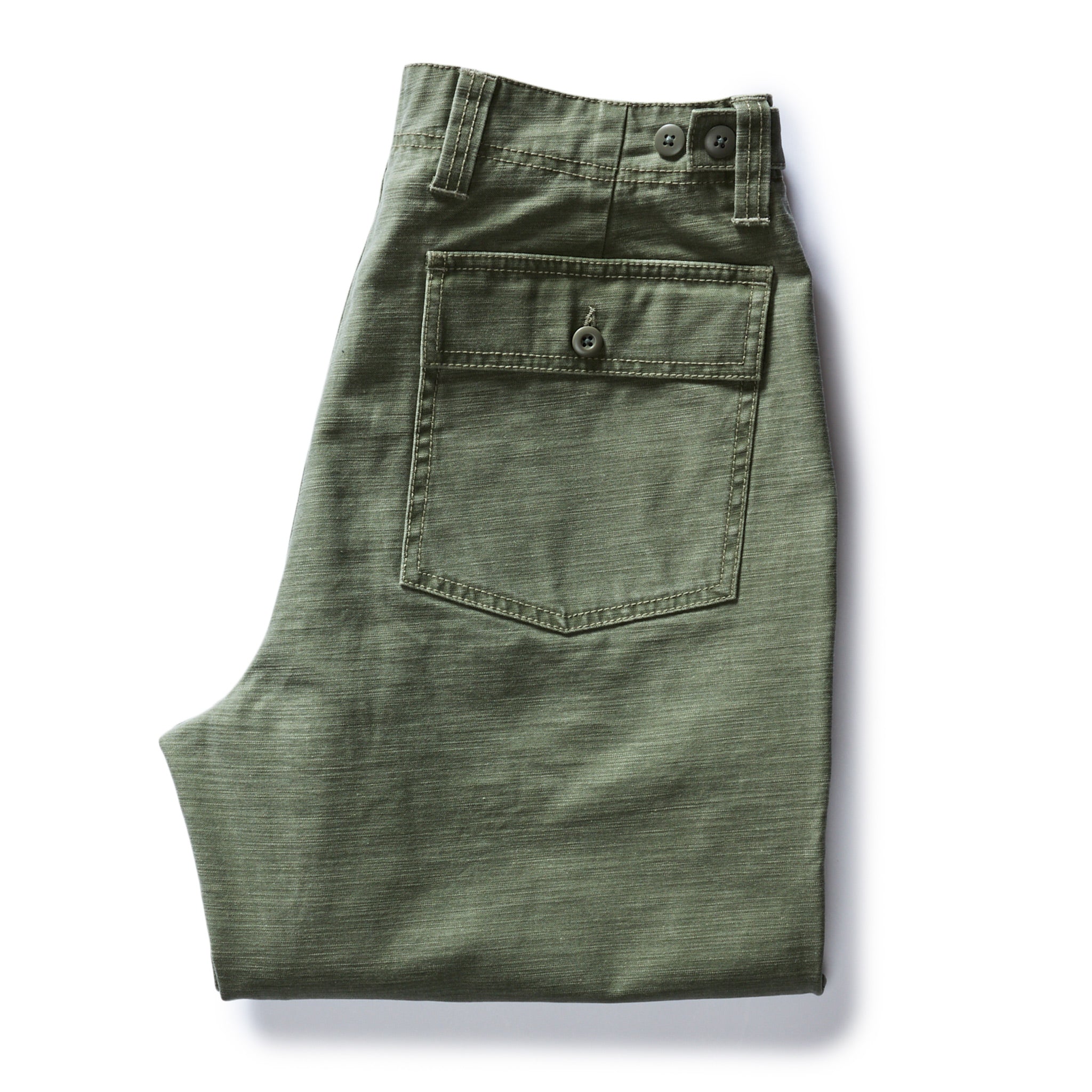 The Surplus Pant in Field Olive Reverse Sateen