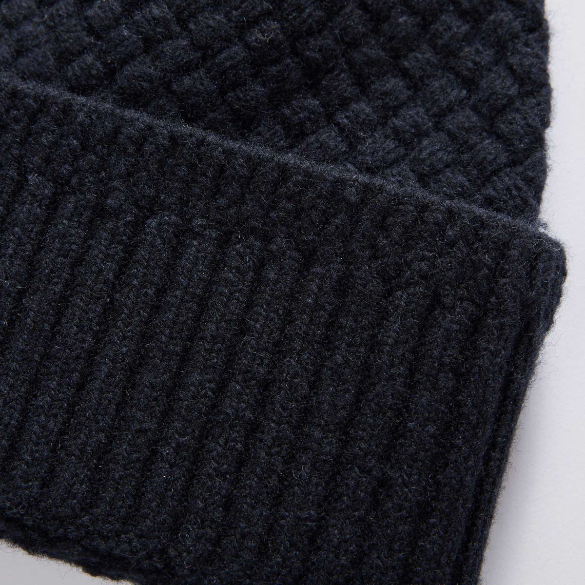 The Textured Knit Beanie in Heather Navy Merino