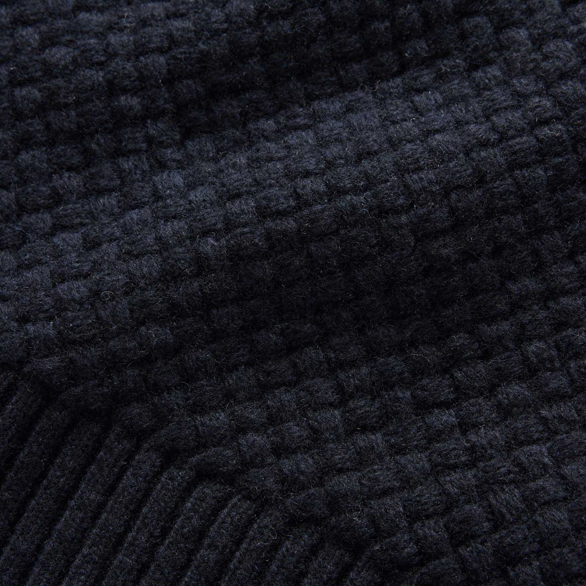 The Textured Knit Beanie in Heather Navy Merino