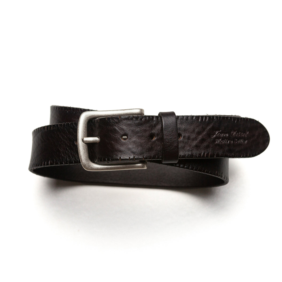 Le Camp brown leather belt contrast stitching